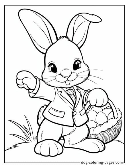 Bunny coloring page of a cheerful bunny waving 4601