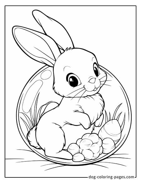 Bunny coloring page of a cute bunny inside a floating bubble 4901