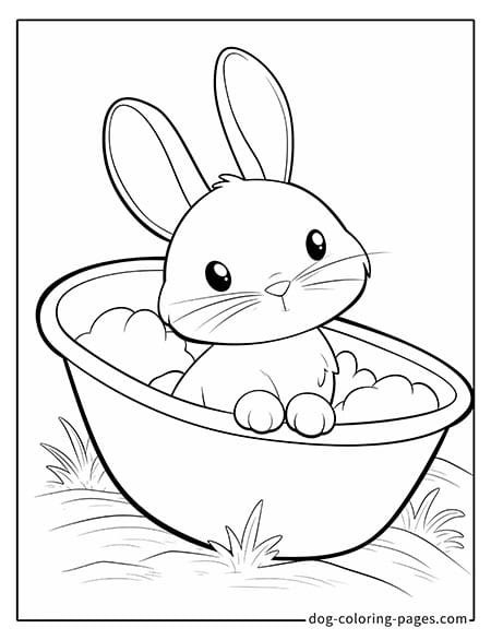 Bunny coloring page of a bunny sitting in a bathtub 6201