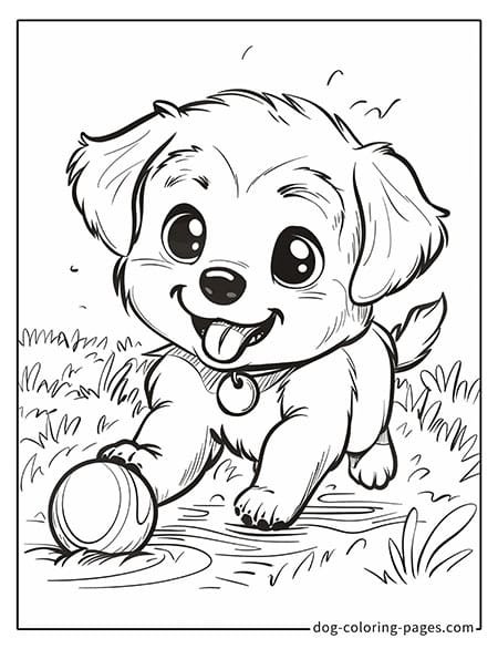 Puppy dog coloring pages - Puppy playing soccer 0101