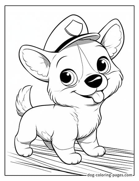 Puppy dog coloring pages - Puppy wearing a hat 1701