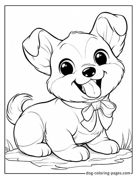 Puppy dog coloring pages - Puppy wearing a bow tie 2001