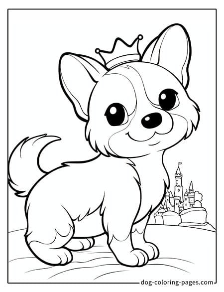 Puppy dog coloring pages - Puppy wearing a crown 2101