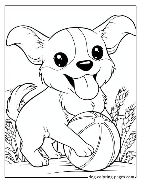 Puppy dog coloring pages - Puppy lying next to a watermelon 2201