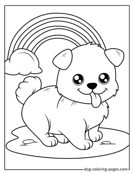 Puppy dog coloring pages - Puppy under a rainbow 2801