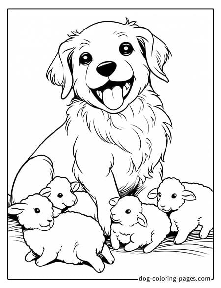 Puppy dog coloring pages - Puppy playing with a lamb 4701