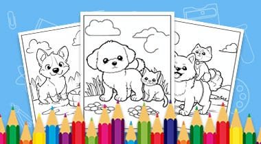 Cat and dog coloring pages 01