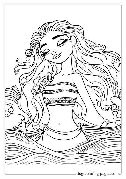 Moana 2 Coloring Pages - Standing in the Water 02