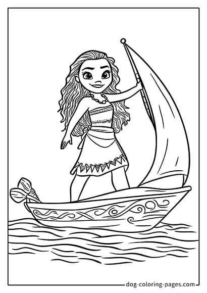 Moana 2 Coloring Pages - Standing on the Boat 04