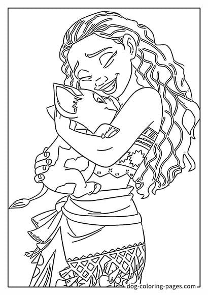 Moana 2 Coloring Pages - Moana Holding Pua 15