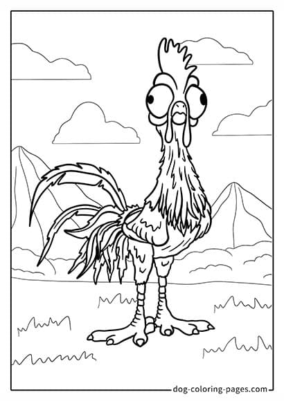 Moana 2 Coloring Pages - Hei Hei Looking Into the Distance 16