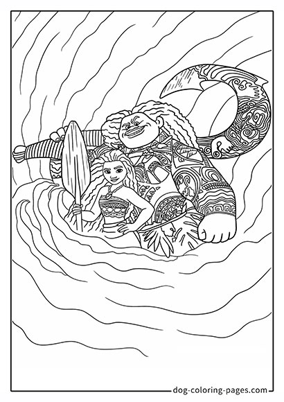 Moana 2 Coloring Pages - Moana and Maui Standing Together 19