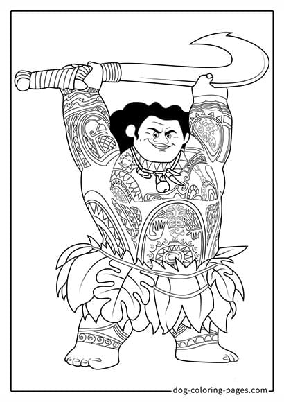 Moana 2 Coloring Pages - Maui Looking Very Happy 20