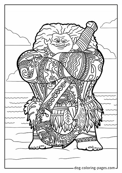 Moana 2 Coloring Pages - Maui Standing by the Sea 21