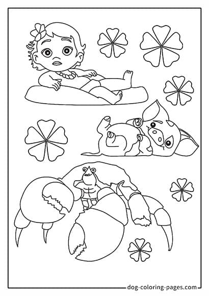 Moana 2 Coloring Pages - Pua and Tinitoa Lying Together 22