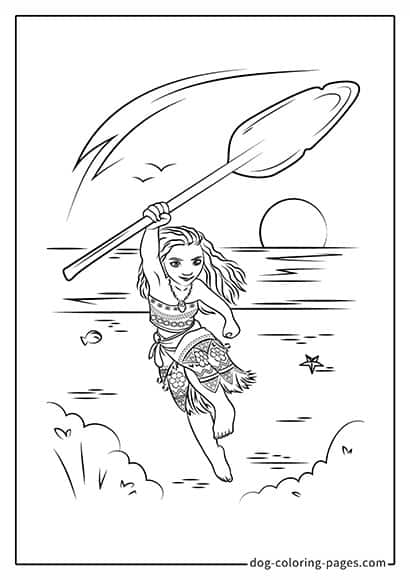 Moana 2 Coloring Pages - Moana Playing by the Sea 23